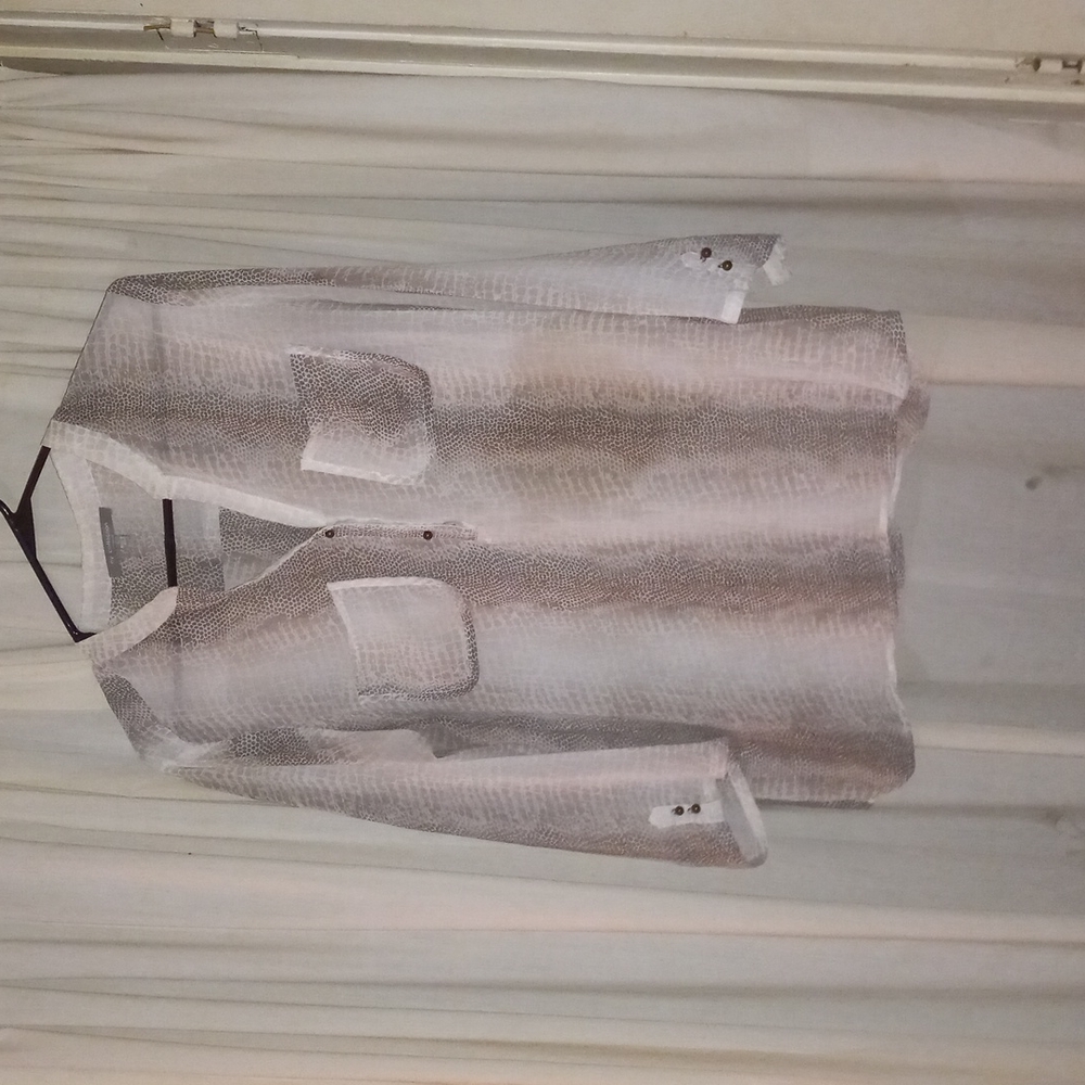NY collection snake skin 3/4 sleeve blouse 100%poly szLg